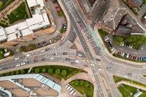 Aerial of a very complex road junction