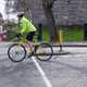 Image of a cyclist passing a traffic island