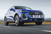 Audi Q5 Sportback review - front, low, blue, driving