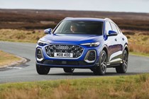 Audi Q5 Sportback review - front, blue, driving round corner