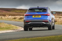 Audi Q5 Sportback review - rear, blue, driving round corner