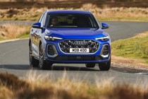 Audi Q5 Sportback review - front, blue, cornering