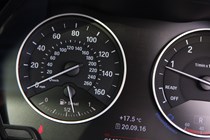 BMW 2016 X1 SUV Interior detail - speedometer and fuel guage