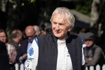 Image of racing driver Derek Bell at the Goodwood circuit in 2024