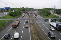 Image of traffic on the M42 motorway, taken from a bridge