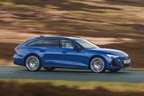 Audi A6 Avant review - side, blue, driving