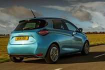 Renault Zoe (2021) rear view, driving