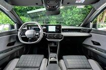 Renault 4 E-Tech review, interior, grey and black dashboard | Parkers