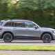 Mercedes GLB (2023) review: side view driving, silver paint, British B-road