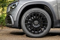 Mercedes GLB (2023) review: alloy wheel detail, silver body paint, black wheel paint