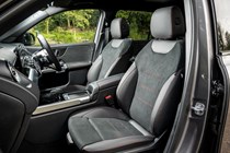 Mercedes GLB (2023) review: front seats, black leather upholstery