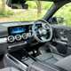 Mercedes GLB (2023) review: dashboard, infotainment system and front seats, black leather upholstery