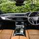 Image of the Audi S8's dashboard, viewed from the back seat