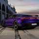 Porsche Taycan review - Turbo GT Weissach package, Purple Sky metallic, rear, pitlane at night