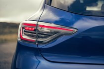 Renault Clio (2023) review: LED taillight, detail shot, blue paint