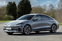 Parkers Lease of the Week, Hyundai Ioniq 6, grey, static, front three quarters | Parkers