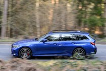 BMW 3 Series Touring blue, side profile