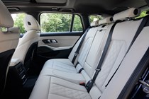 BMW 3 Series Touring review - 2019, rear seats, white leather