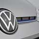 2020 silver Volkswagen e-Up front badge detail