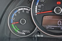 2020 silver Volkswagen e-Up energy use gauge
