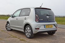 Silver 2020 Volkswagen e-Up rear three-quarter