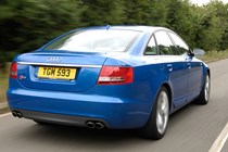 Audi S6 (2006-2011), blue, moving, rear three quarters, exterior | Parkers