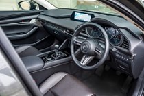 Mazda 3 Saloon review, interior, driver's side, steering wheel