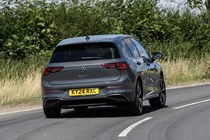 Volkswagen Golf (2024) review: front three quarter cornering, grey paint
