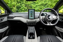 BYD Dolphin Surf (2025) review: dashboard and infotainment system, black and grey faux leather upholstery