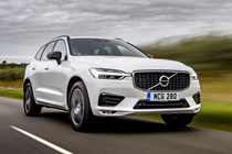 Volvo XC60 B4, front view, driving, white
