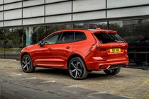 Volvo XC60 T8 Recharge, rear view, red