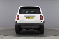 Image of a white Toyota Land Cruiser Commercial's rear end, viewed straight on
