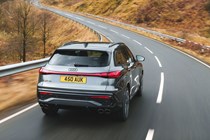 Audi SQ5 review - rear, grey, driving round corner