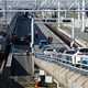 Image of a line of cars waiting to load onto EuroTunnel train