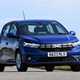 Dacia Sandero review: front three quarter cornering, blue paint