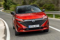 Nissan Qashqai (2025) review: front cornering, red paint