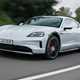 Porsche Taycan Cross Turismo review: front three quarter driving, grey paint