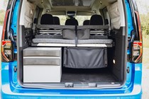 VW Caddy California campervan review - boot space with bed folded