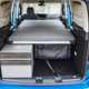 VW Caddy California campervan review - boot space with bed