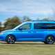 VW Caddy California campervan review - left side view, driving, blue