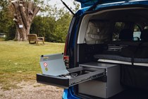 VW Caddy California campervan review - single-burner gas stove in rear