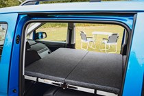 VW Caddy California campervan review - bed access via sliding side doors