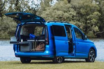 VW Caddy California campervan review - rear view, tailgate open