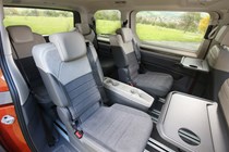 Volkswagen Multivan review, rear seats, forward-facing, tray tables