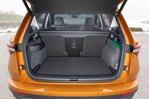 Skoda Karoq review, facelift, orange, boot space with seats up