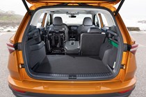 Skoda Karoq review, facelift, orange, boot space with Varioflex rear seats