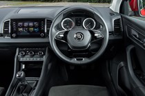 Skoda Karoq review, SE L, interior, steering wheel, non-digital dials
