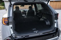 Kia Sportage review, boot space, black, seats down (2025)