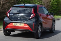 Toyota Aygo X review (2022) rear view, driving