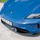 Porsche Taycan Sport Turismo (2025) review: bonnet and headlights detail, blue paint